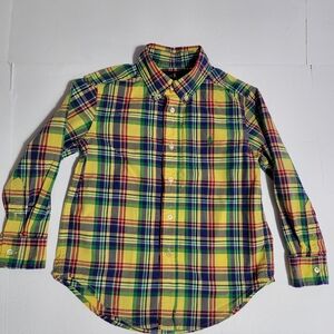 (#13) Polo Plaid Shirt - Yellow, Green, Blue